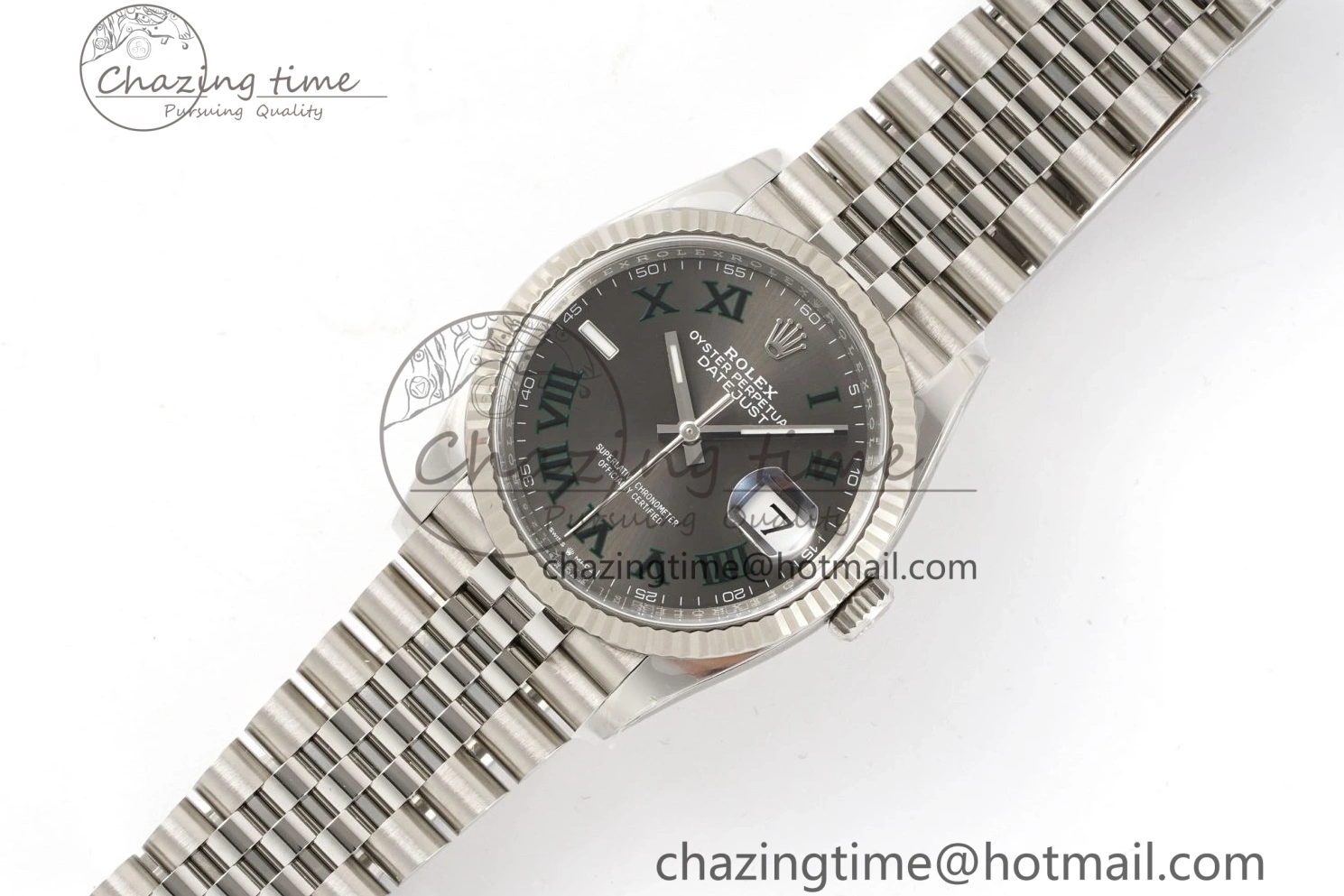 Bracelet Gray Edition 904L Green Roman Best Dial VR3235 Steel 126234 1:1 on DateJust Jubilee 36 Markers Clean 0506